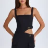 Acadia Belted Cut-Out Mini Dress in Black