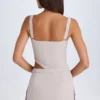 Acadia Belted Cut-Out Mini Dress in Taupe