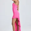 Acelynn Bandeau Cut-Out Ruffle-Trim Maxi Dress in Lollipop Pink