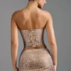 Adaia Embellished Low-Rise Micro Mini Skirt in Almond