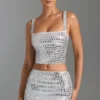 Adaia Embellished Low-Rise Micro Mini Skirt in White