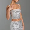 Adaia Embellished Low-Rise Micro Mini Skirt in White
