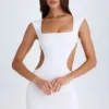 Addison Cut-Out Lace-Up Mini Dress in White
