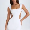 Addison Cut-Out Lace-Up Mini Dress in White