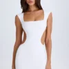 Addison Cut-Out Lace-Up Mini Dress in White