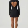 Adelia Cut-Out Heart-Detail Bodycon Mini Dress in Black