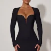 Adelia Cut-Out Heart-Detail Bodycon Mini Dress in Black