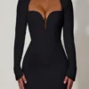 Adelia Cut-Out Heart-Detail Bodycon Mini Dress in Black
