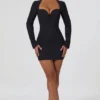 Adelia Cut-Out Heart-Detail Bodycon Mini Dress in Black
