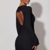 Adelia Cut-Out Heart-Detail Bodycon Mini Dress in Black
