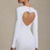 Adelia Cut-Out Heart-Detail Bodycon Mini Dress in White