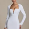Adelia Cut-Out Heart-Detail Bodycon Mini Dress in White