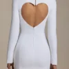 Adelia Cut-Out Heart-Detail Bodycon Mini Dress in White