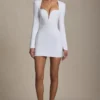 Adelia Cut-Out Heart-Detail Bodycon Mini Dress in White
