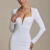 Adelia Cut-Out Heart-Detail Bodycon Mini Dress in White