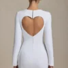 Adelia Cut-Out Heart-Detail Bodycon Mini Dress in White