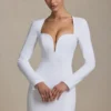 Adelia Cut-Out Heart-Detail Bodycon Mini Dress in White