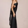 Adelina Asymmetric Tie-Back Gown in Black