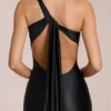Adelina Asymmetric Tie-Back Gown in Black