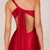 Adelina Asymmetric Tie-Back Gown in Rose Red