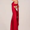 Adelina Asymmetric Tie-Back Gown in Rose Red