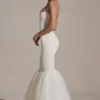 Adelpha Tulle Hem Fishtail Gown in Ivory