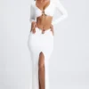 Adena Hardware Detail Fishtail Maxi Skirt in White