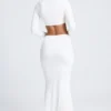 Adena Hardware Detail Fishtail Maxi Skirt in White