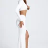 Adena Hardware Detail Fishtail Maxi Skirt in White