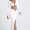 Adena Hardware Detail Fishtail Maxi Skirt in White