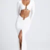 Adena Hardware Detail Fishtail Maxi Skirt in White