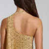 Adhara Embellished Low-Rise A-Line Micro Mini Skirt in Gold