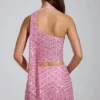 Adhara Embellished Low-Rise A-Line Micro Mini Skirt in Pink