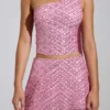 Adhara Embellished Low-Rise A-Line Micro Mini Skirt in Pink