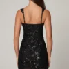 Adia Embellished A-line Mini Dress in Black