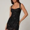 Adia Embellished A-line Mini Dress in Black