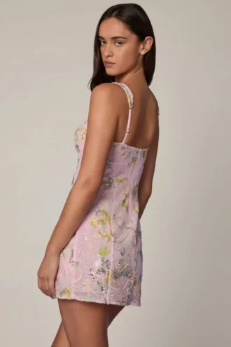 Adia Embellished A-line Mini Dress in Soft Pink