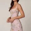 Adia Embellished A-line Mini Dress in Soft Pink