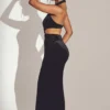 Adriana Velvet Halter Neck Maxi Dress in Jet Black