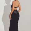 Adriana Velvet Halter Neck Maxi Dress in Jet Black