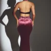 Adriana Velvet Halter Neck Maxi Dress in Wine