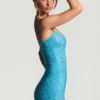Aellin Embellished Bodycon Mini Dress in Aqua Blue
