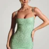 Aellin Embellished Bodycon Mini Dress in Pistachio