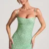 Aellin Embellished Bodycon Mini Dress in Pistachio