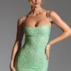 Aellin Embellished Bodycon Mini Dress in Pistachio