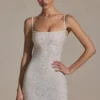 Aellin Embellished Bodycon Mini Dress in White