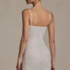 Aellin Embellished Bodycon Mini Dress in White