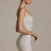 Aellin Embellished Bodycon Mini Dress in White