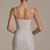 Aellin Embellished Bodycon Mini Dress in White