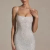 Aellin Embellished Bodycon Mini Dress in White